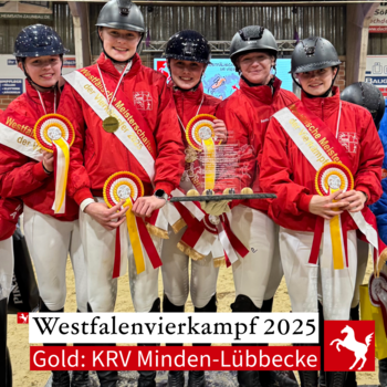 Die Mannschaft vom KRV Minden-Lübbecke gewinnt die Westfälische Meisterschaft im Vierkampf 2025