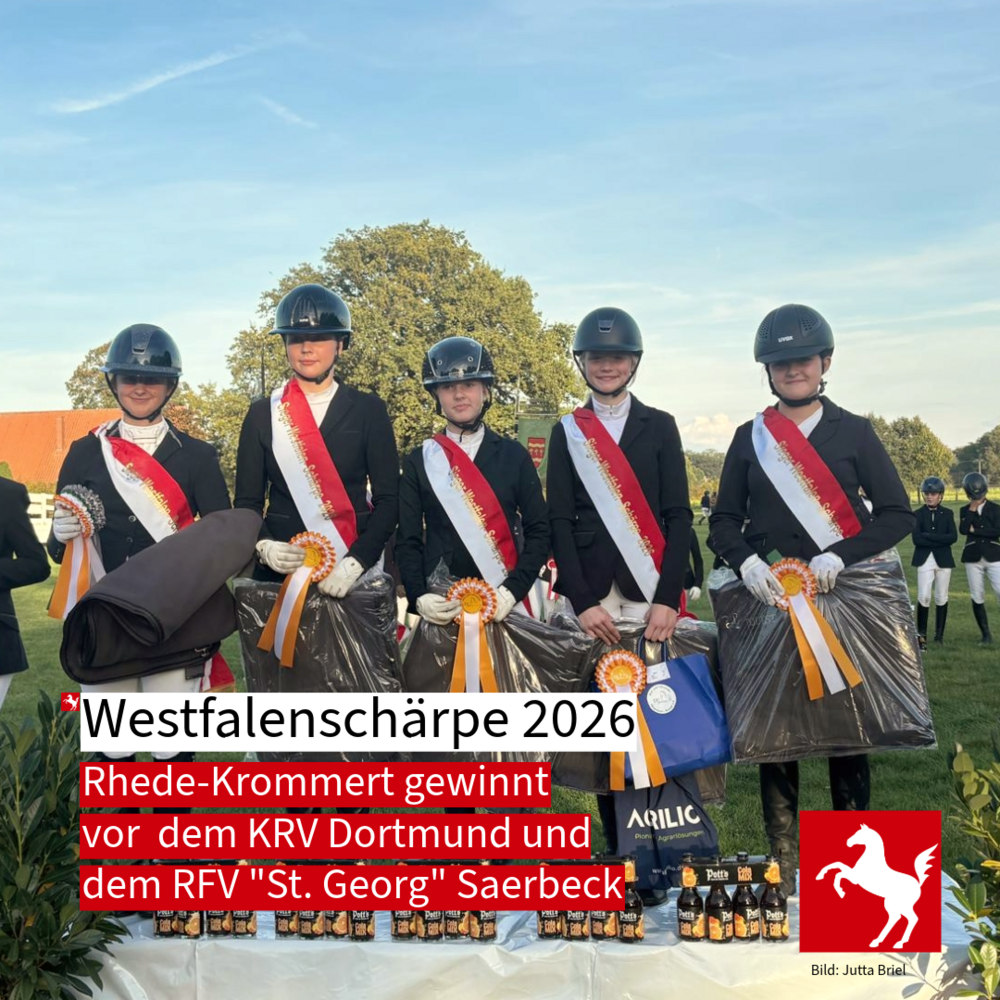 Der RFV Rhede-Krommert gewinnt die Westfalenschärpe 2026 Der RFV Rhede-Krommert gewinnt die Westfalenschärpe 2026